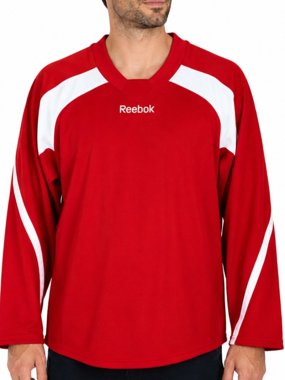 Reebok Red Hockey Practice Jersey Adult Medium Athletic Long Sleeve M
